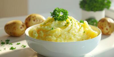 boiled potatoes with herbs photo