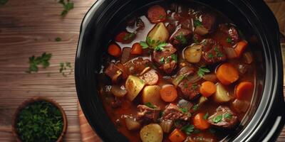 carne con patatas y hierbas foto