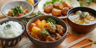 boiled rice with herbs photo