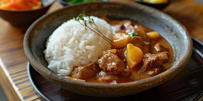 boiled rice with herbs photo