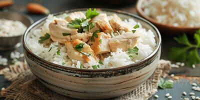 boiled rice with herbs photo