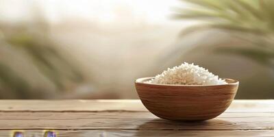 boiled rice with herbs photo