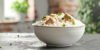 boiled rice with herbs photo