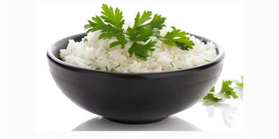boiled rice with herbs photo