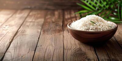 boiled rice with herbs photo