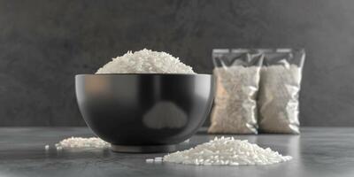 boiled rice with herbs photo