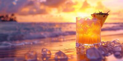 exotic fruit cocktails on the beach photo