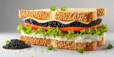 delicious sandwiches with caviar photo