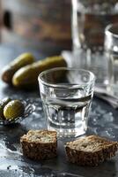 Cool vodka with snack photo