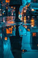 rain in the city rainy weather wet city streets photo