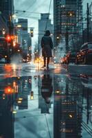 rain in the city rainy weather wet city streets photo