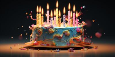 birthday cake with candles photo