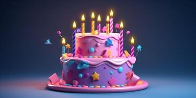 birthday cake with candles photo