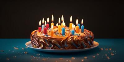 birthday cake with candles photo