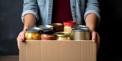 donación de voluntario asistencia cajas con ropa productos a el pobre foto