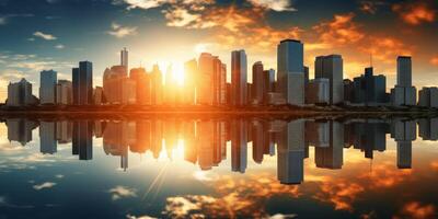 abstract city with skyscrapers photo