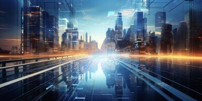abstract city with skyscrapers photo