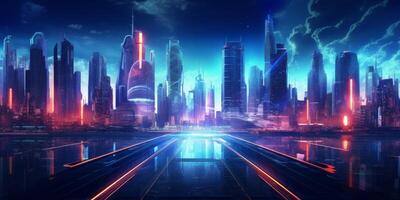 abstract city with skyscrapers photo