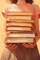 children holding books in their hands back to school photo