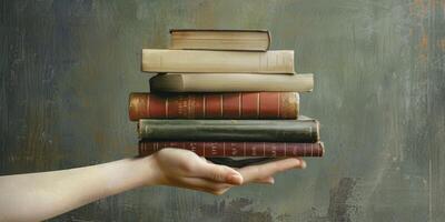 children holding books in their hands back to school photo