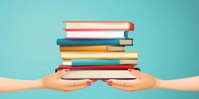 children holding books in their hands back to school photo