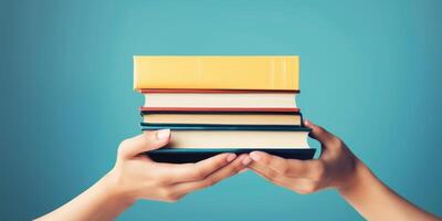 children holding books in their hands back to school photo