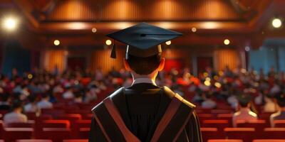 Back view image of graduate student in graduation cap photo