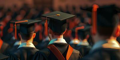 Back view image of graduate student in graduation cap photo