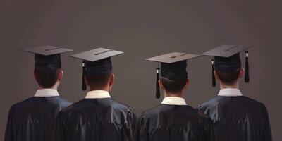 Back view image of graduate student in graduation cap photo