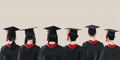 Back view image of graduate student in graduation cap photo