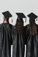 Back view image of graduate student in graduation cap photo