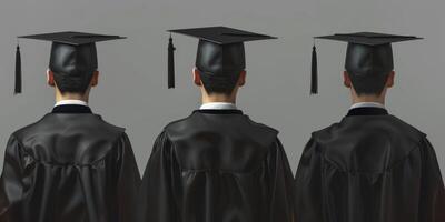 Back view image of graduate student in graduation cap photo