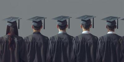 Back view image of graduate student in graduation cap photo