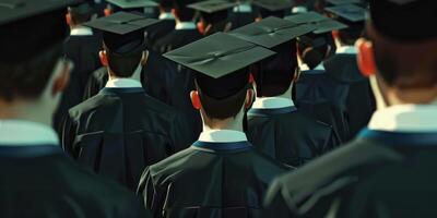 Back view image of graduate student in graduation cap photo