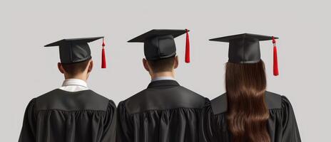 Back view image of graduate student in graduation cap photo