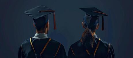 Back view image of graduate student in graduation cap photo