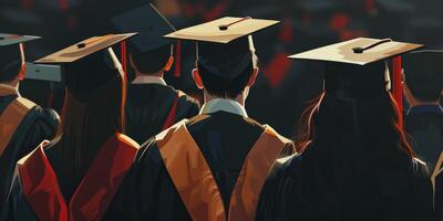 Back view image of graduate student in graduation cap photo