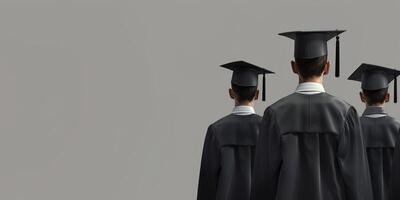 Back view image of graduate student in graduation cap photo