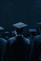 Back view image of graduate student in graduation cap photo