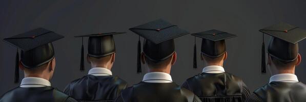 Back view image of graduate student in graduation cap photo