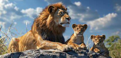lion in the wild Savannah photo