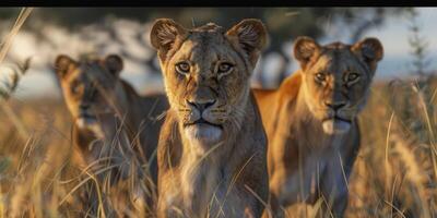 lion in the wild Savannah photo