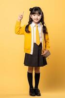 child with backpack and books back to school photo