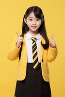 child with backpack and books back to school photo