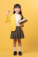 child with backpack and books back to school photo