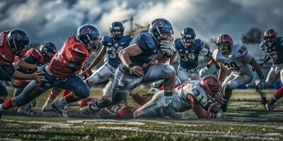 American football players on the field photo