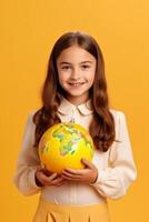 child with backpack and books back to school photo