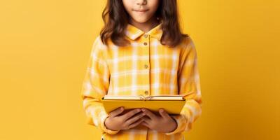 child with backpack and books back to school photo