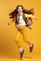 child with backpack and books back to school photo