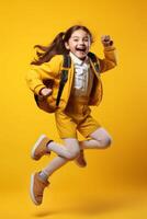 child with backpack and books back to school photo